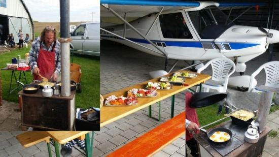 Hangarkino und Frühstück
